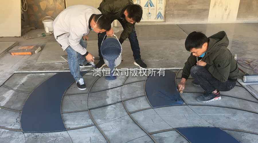 新型无机磨石施工现场