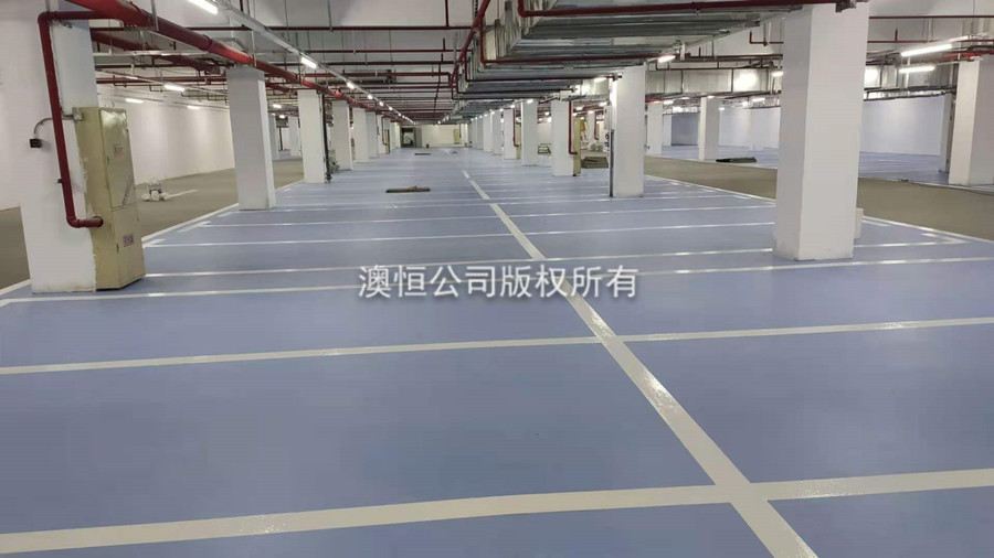 停车场蓝色水泥基自流平