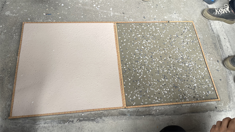 彩石无机磨石、水性环氧无机磨石摊铺完成